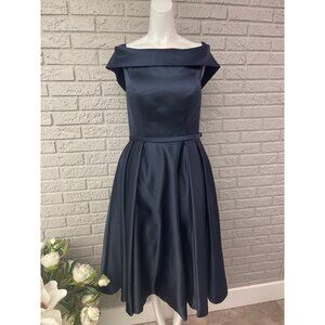 Women Navy Corset Lace Up Back Prom / Bridesmaid Gown Size 6